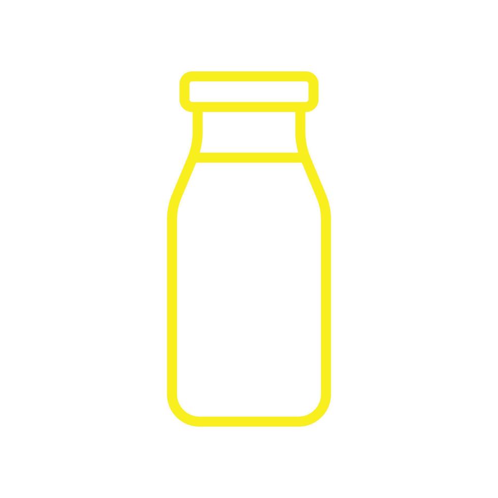 eps10 yellow vector milk bottle line art icon isolated on white background. glass milk bottle symbol in a simple flat trendy modern style for your web site design, UI, logo, and mobile application