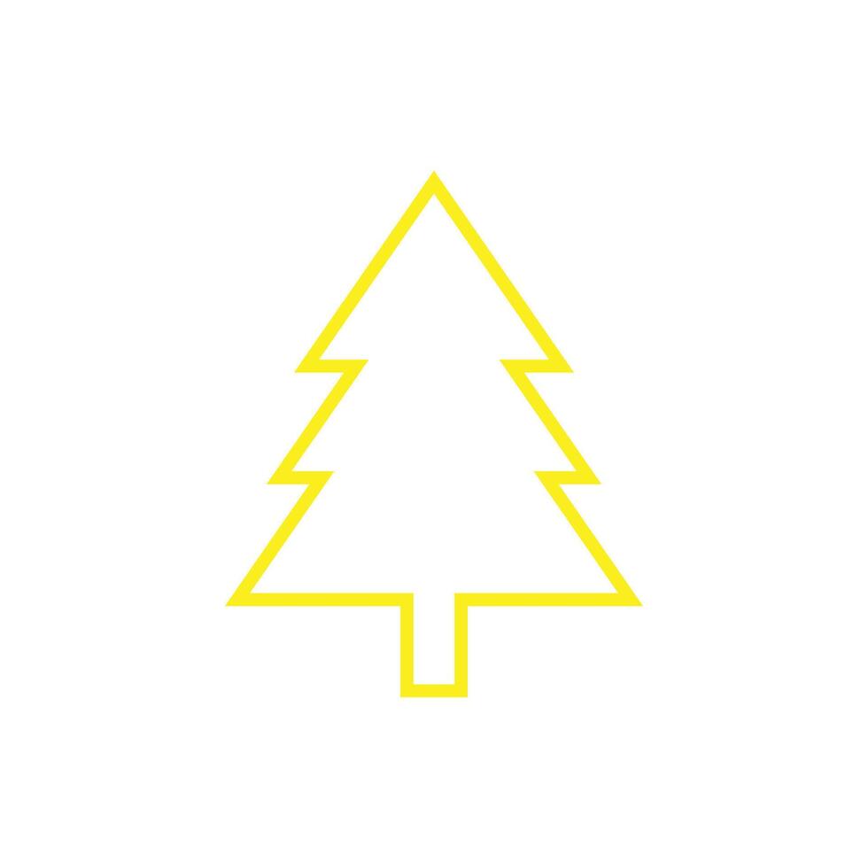 eps10 vector amarillo pino árbol línea arte icono aislado sobre fondo blanco. símbolo de contorno de árbol en un estilo moderno y plano simple para el diseño de su sitio web, ui, logotipo, pictograma y aplicación móvil