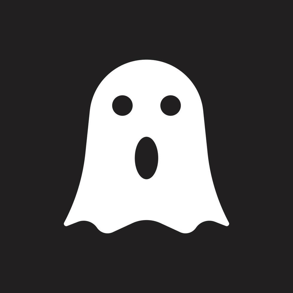 eps10 white vector cartoon ghost solid icon isolated on black background. horror ghost symbol in a simple flat trendy modern style for your web site design, UI, logo, pictogram, and mobile application