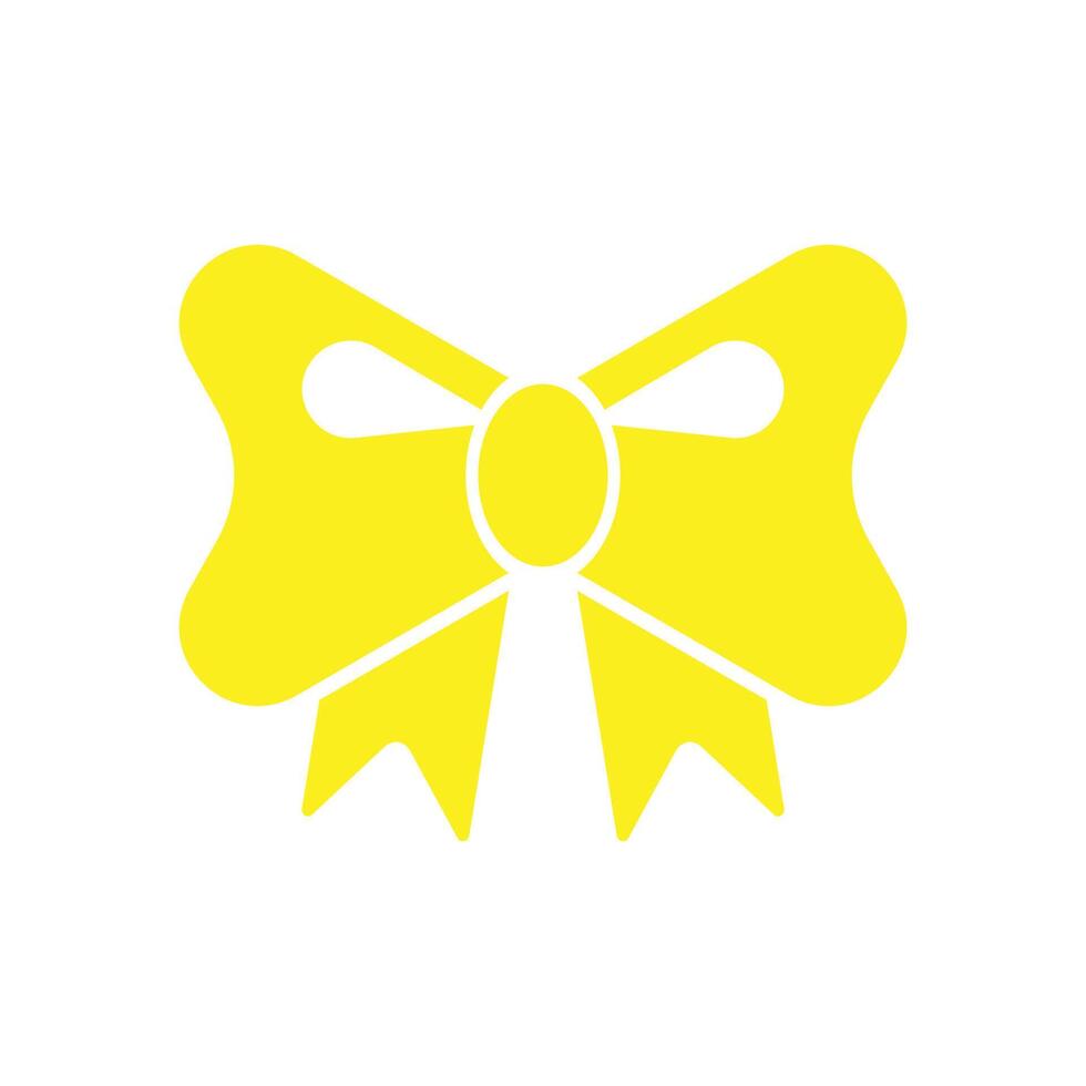 eps10 yellow vector ribbon bow icon isolated on white background. decorative ribbon symbol in a simple flat trendy modern style for your web site design, UI, logo, pictogram, and mobile application