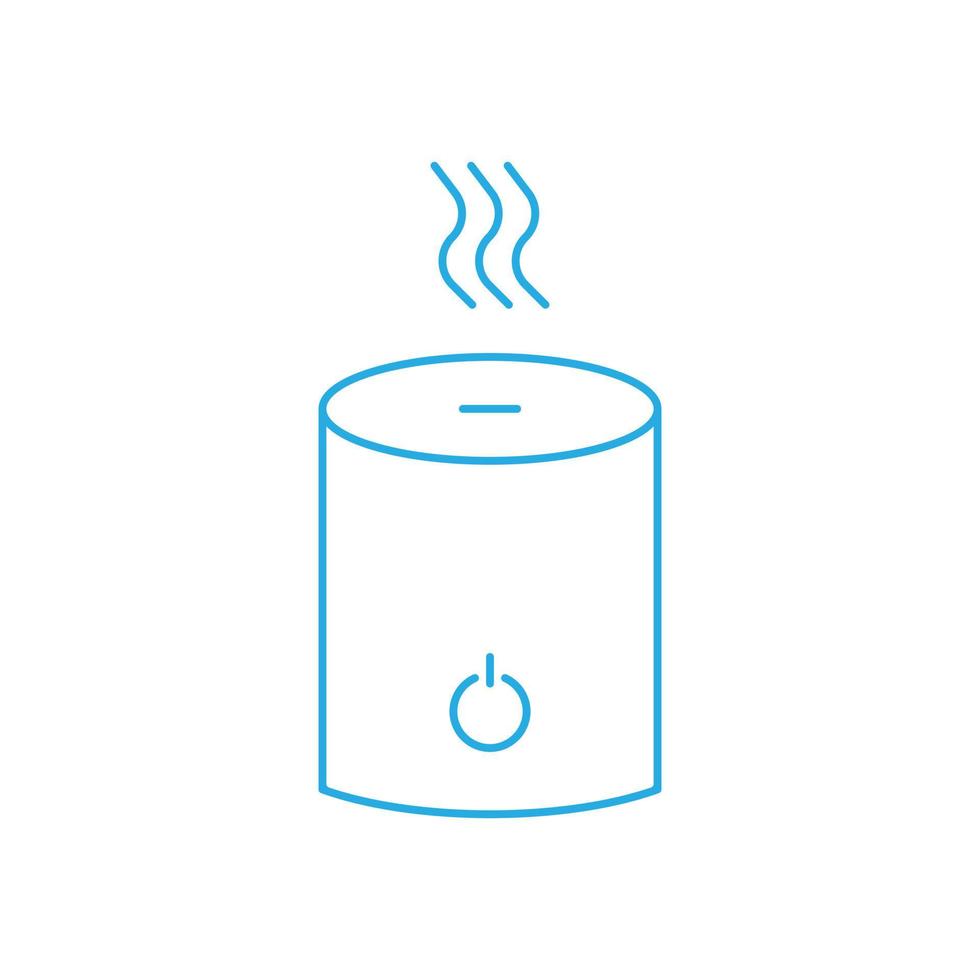 eps10 blue vector humidifier line icon isolated on white background. humidifier with steam outline symbol in a simple flat trendy modern style for your web site design, logo, and mobile application