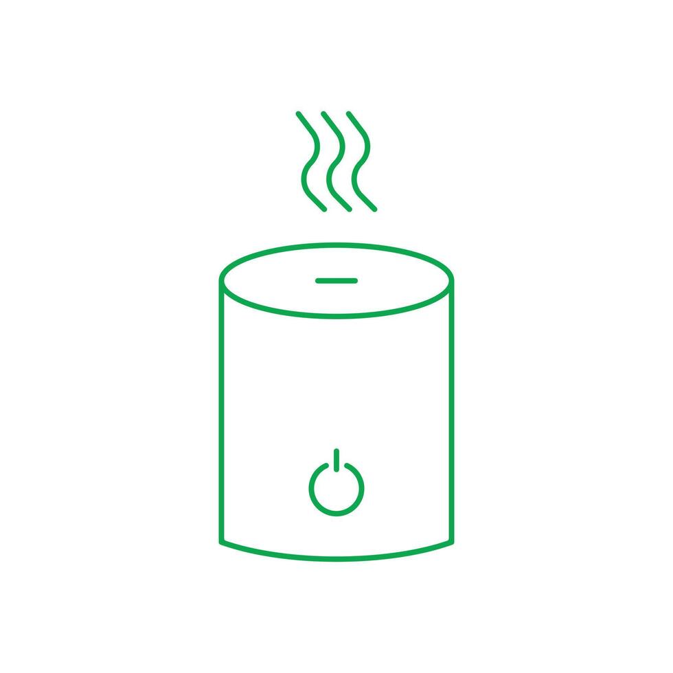 eps10 icono de línea de humidificador de vector verde aislado sobre fondo blanco. humidificador con símbolo de contorno de vapor en un estilo moderno y sencillo para el diseño de su sitio web, logotipo y aplicación móvil