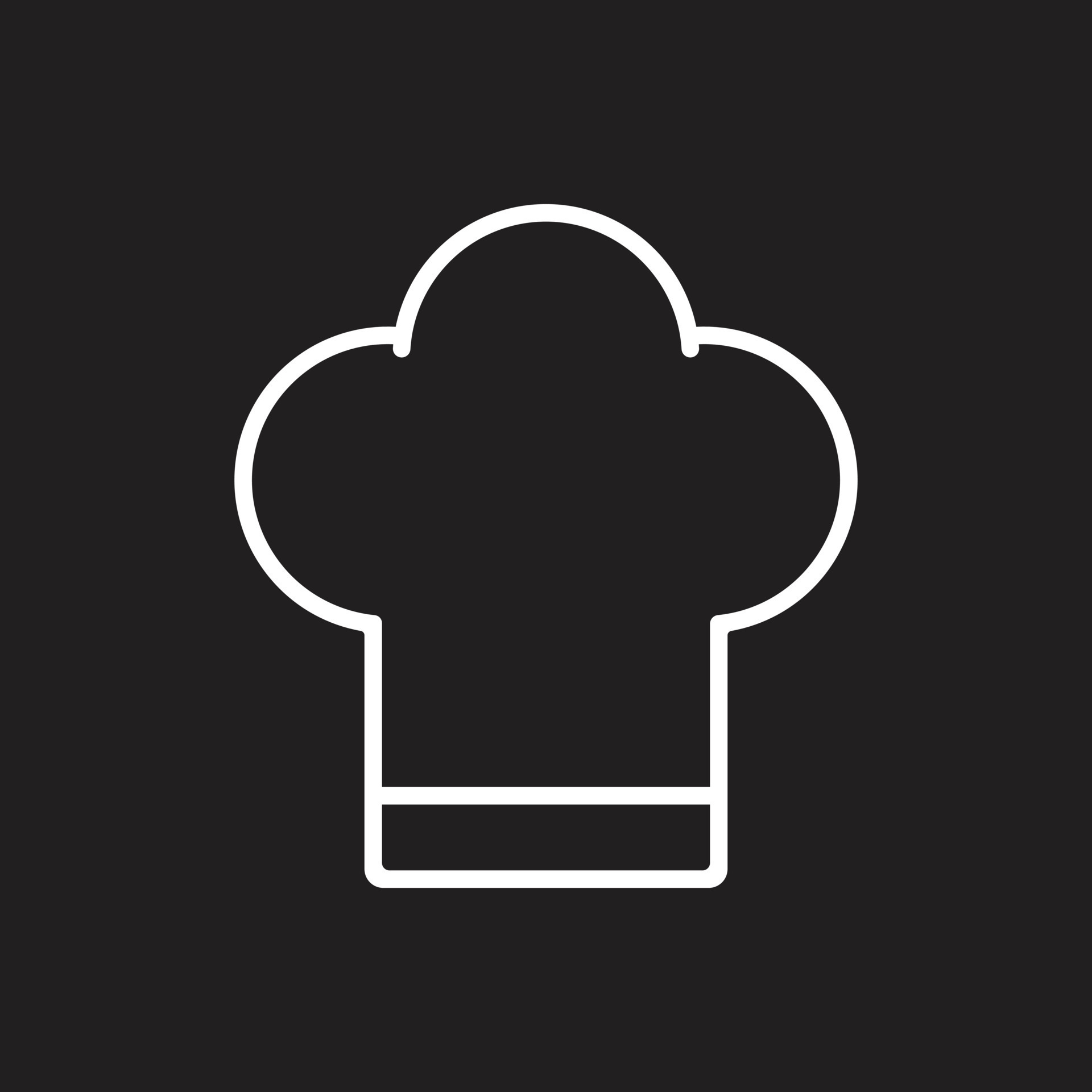 eps10 icono de línea de gorro de chef vectorial blanco aislado en fondo