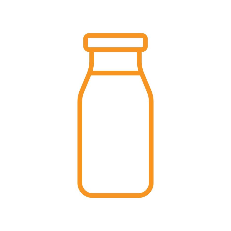 eps10 icono de arte de línea de botella de leche de vector naranja aislado sobre fondo blanco. símbolo de botella de leche de vidrio en un estilo moderno y plano simple para el diseño de su sitio web, ui, logotipo y aplicación móvil