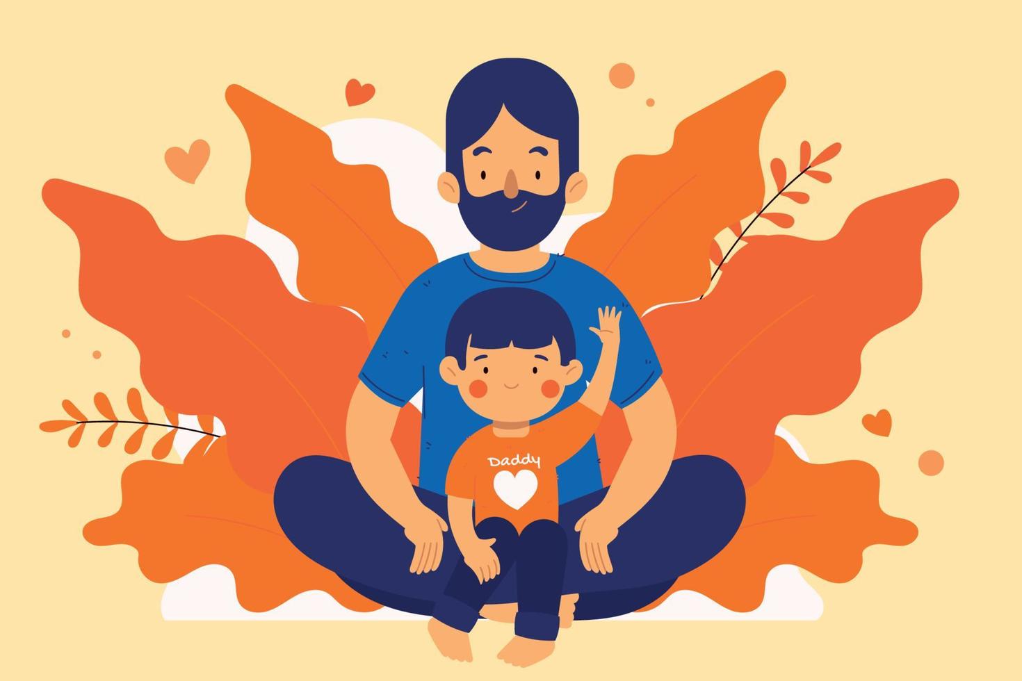 a Father And His Son Flat Illustration vector