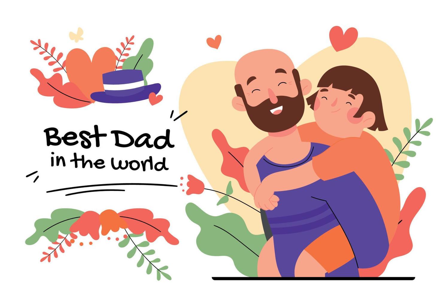 a Father And His Daughter Flat Illustration vector