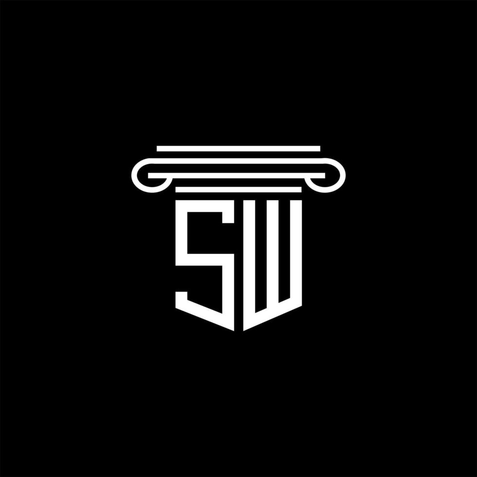 Diseño creativo del logotipo de la letra sw con gráfico vectorial vector