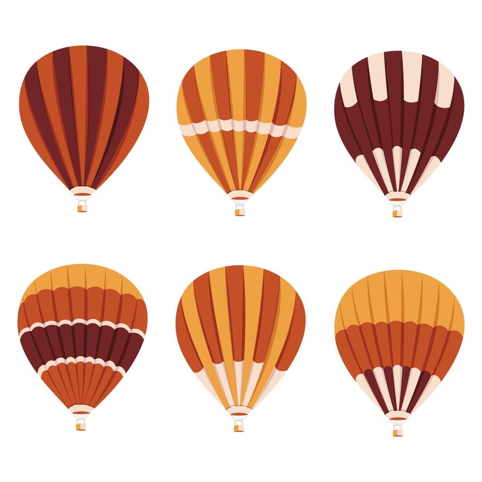 Set of bright colorful hot air balloons. vector