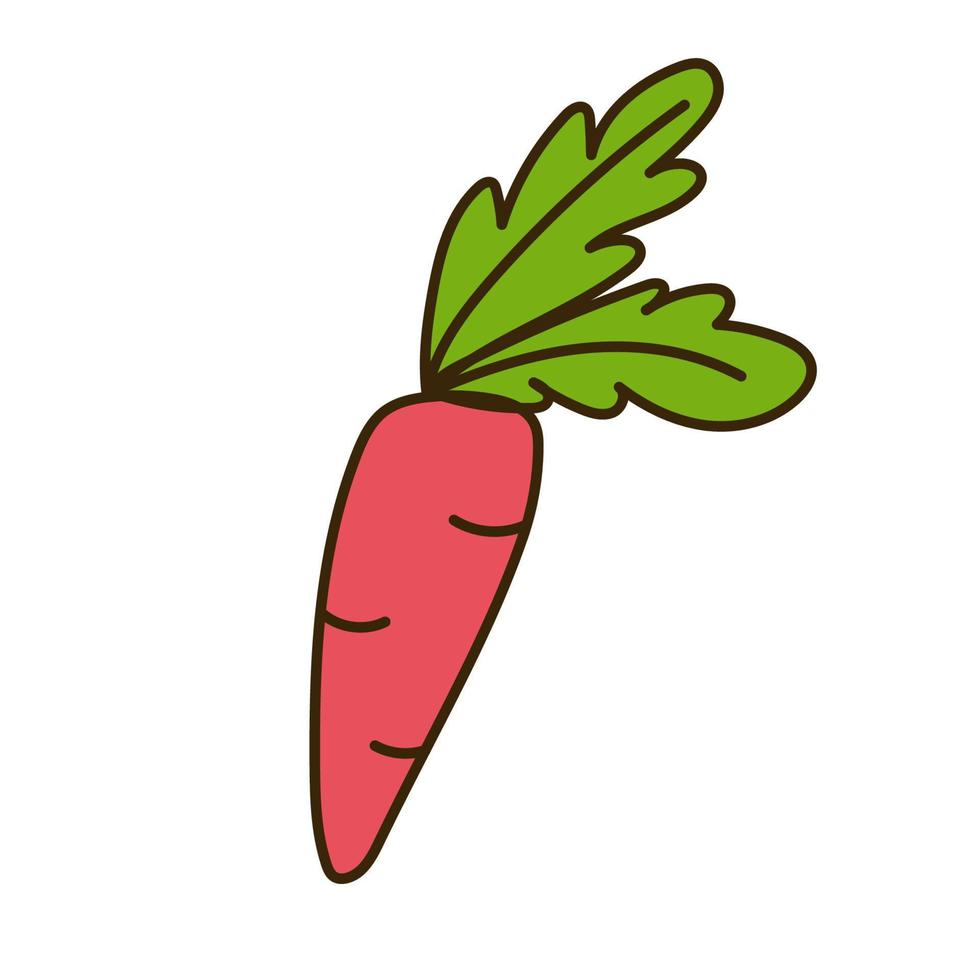 Cute carrot hand-drawn, doodle style, vector illustration