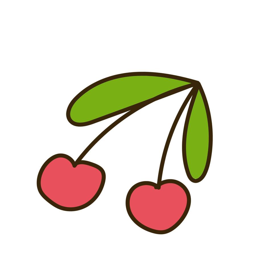 Cute cherry hand-drawn, doodle style, vector illustration