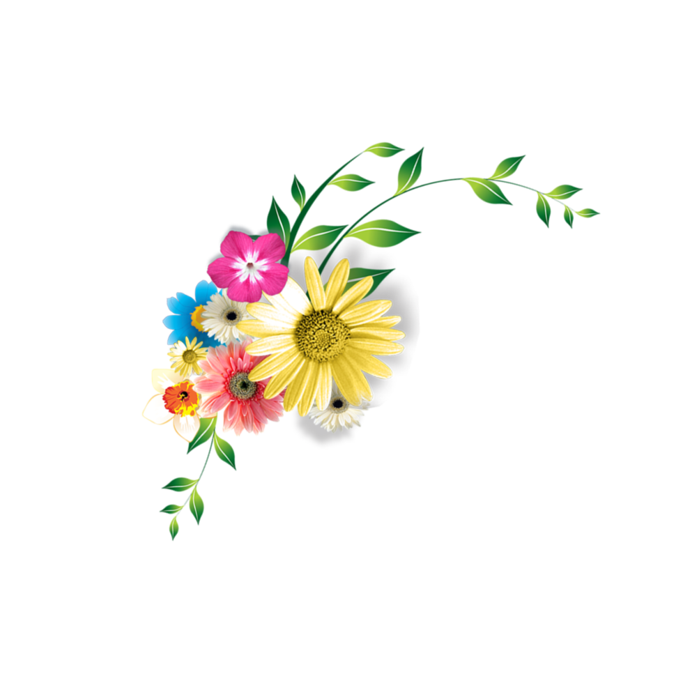 colorful flowers corner decorative png clipart image 9357760 PNG
