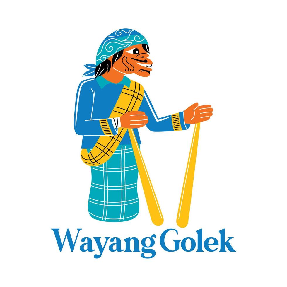 wayang golek en estilo de diseño plano vector