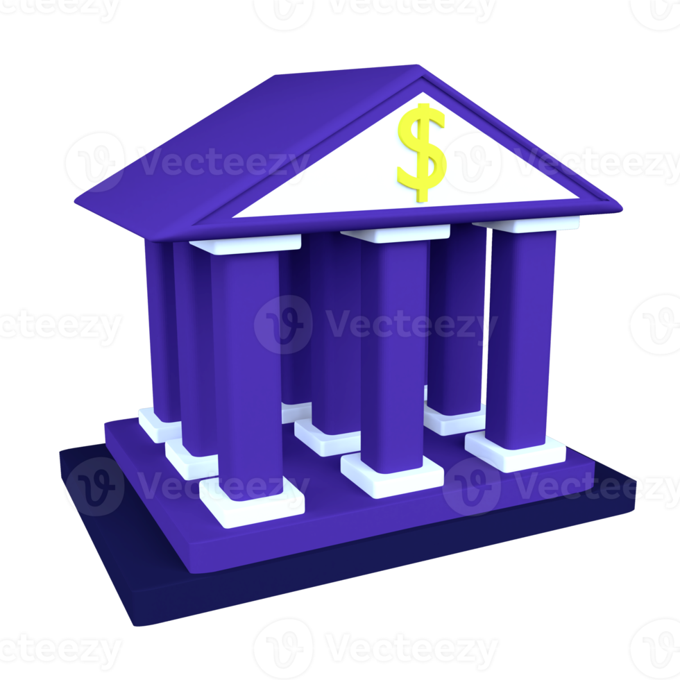 ícone do banco de renderização 3D, ilustração do ícone 3d png