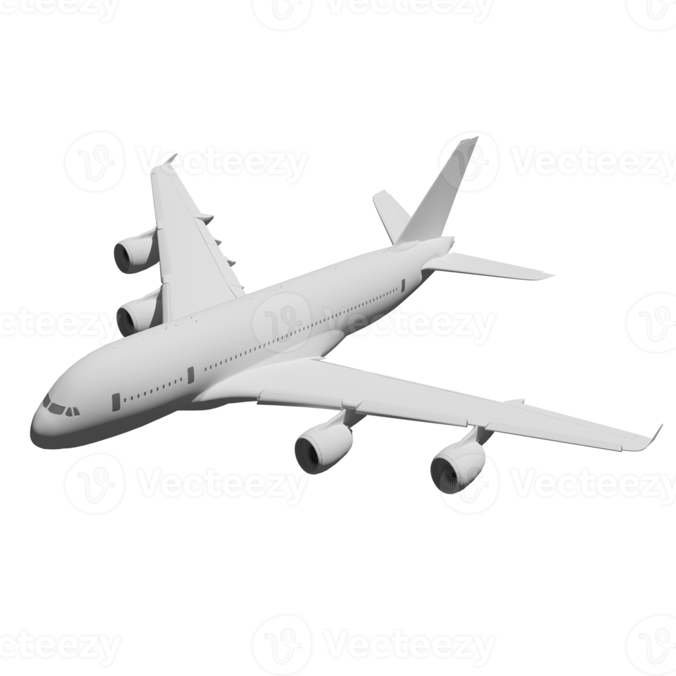 vliegtuig geïsoleerd op transparante achtergrond, 3D-rendering vliegtuigen png