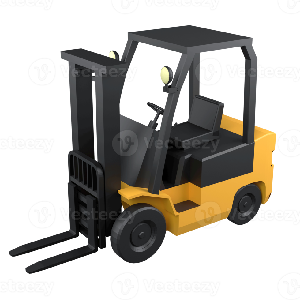 3D Forklift isolated on transparent background , 3D rendering logistic concept png