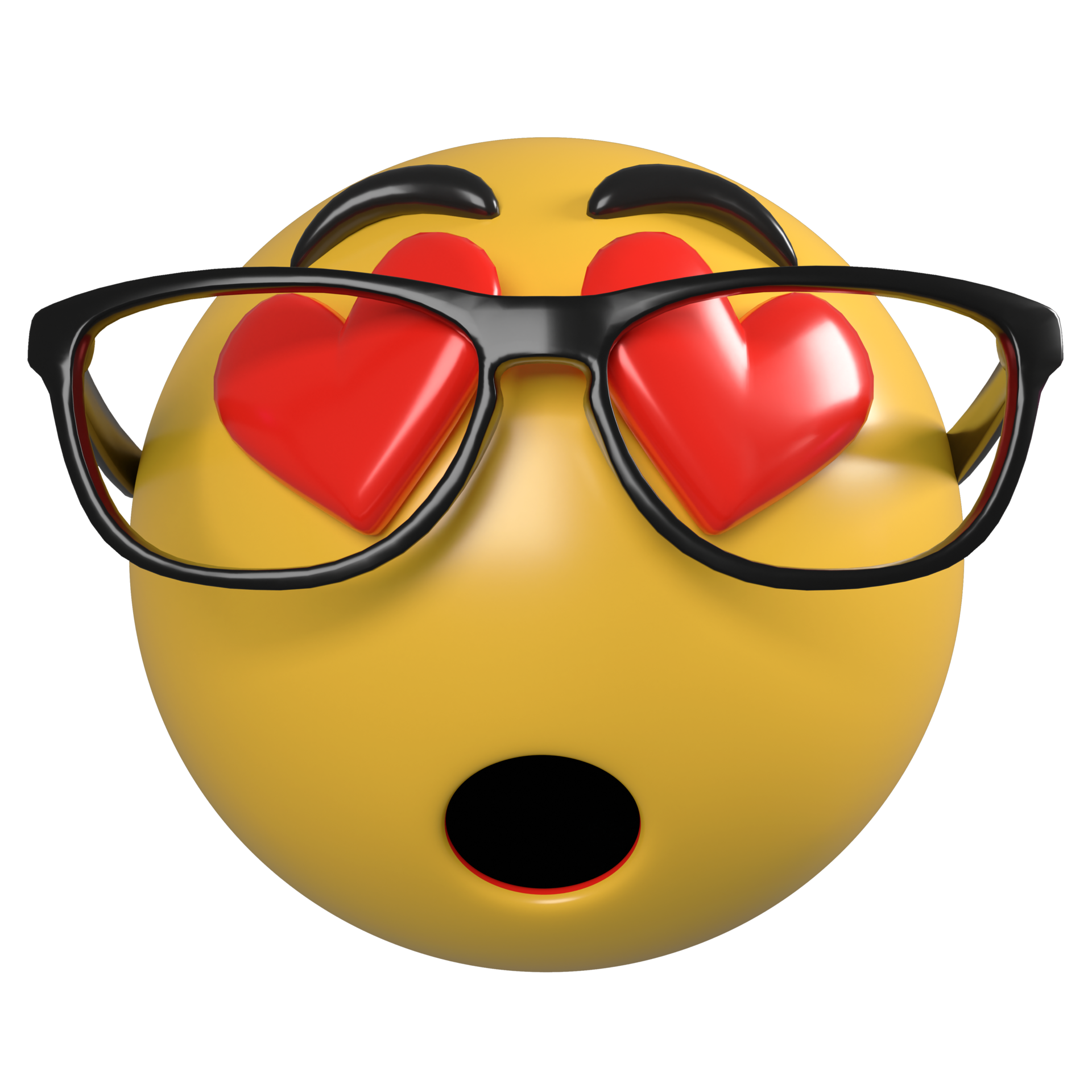 Rendu 3d sensation de verre wow emoji vue de face, icône emoji 3d