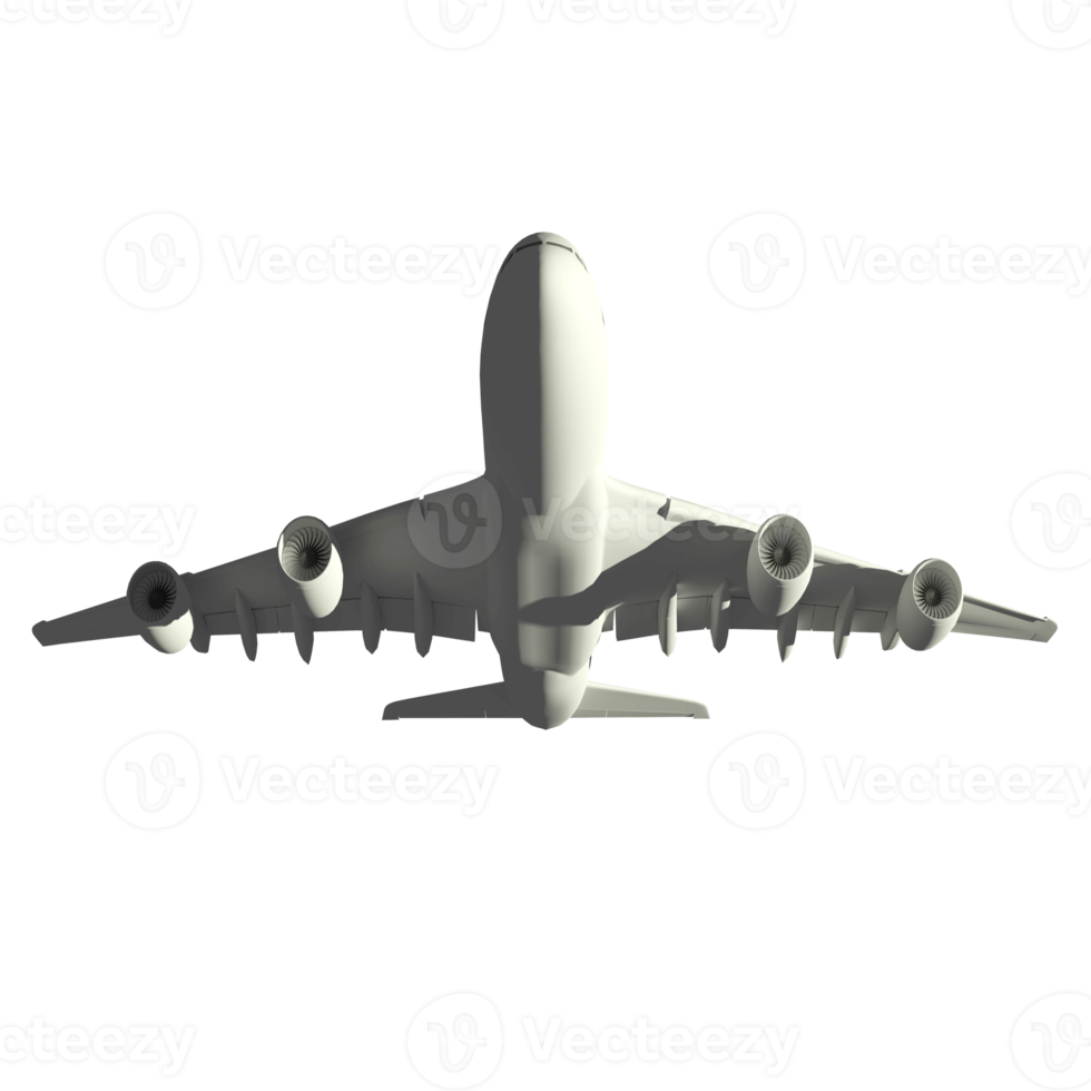 3D-vliegtuig geïsoleerd op transparante achtergrond, 3D-rendering onder weergave vliegtuigen png