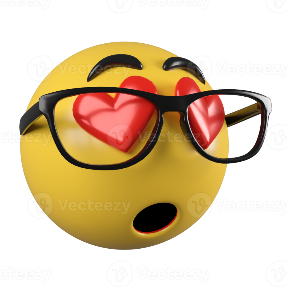 Vidrio de renderizado 3d sensación wow emoji vista lateral, icono de emoji 3d png