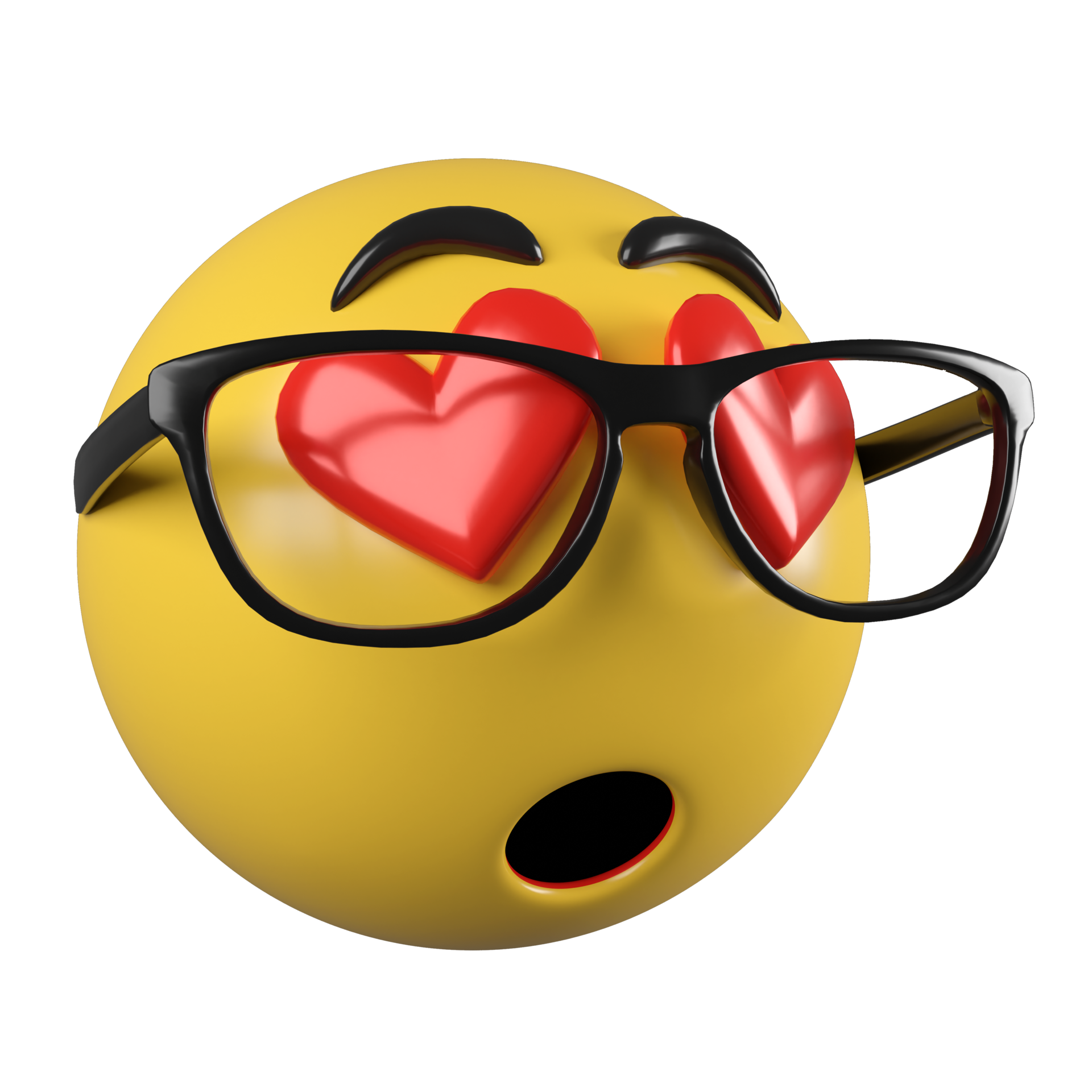3D rendering glass feeling wow emoji side view , 3D emoji icon 9357876 PNG