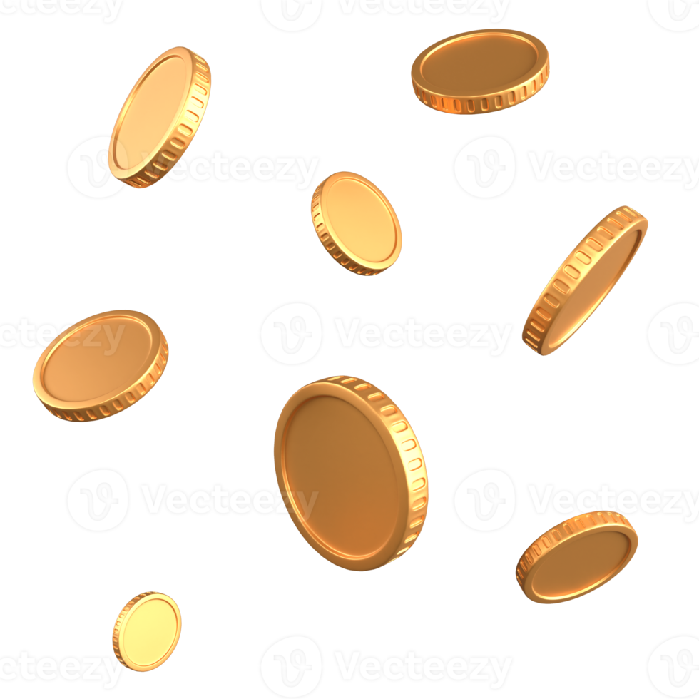 Moneda que cae de representación 3d, concepto financiero 3d png