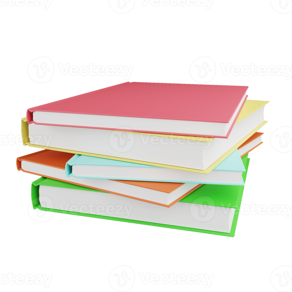 stack book isolated on transparent background , 3D rendering png