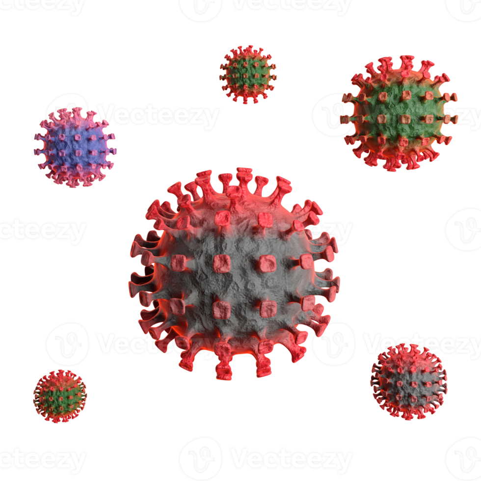 Coronavirus de rendu 3d, conception de dessin animé, concept épidémique 3d png