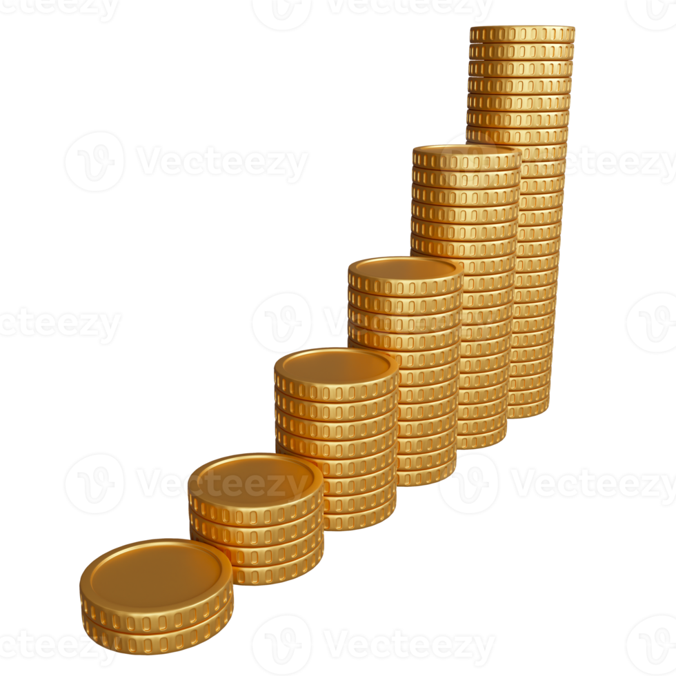 3D rendering  coin stack side view , 3D financial concept png