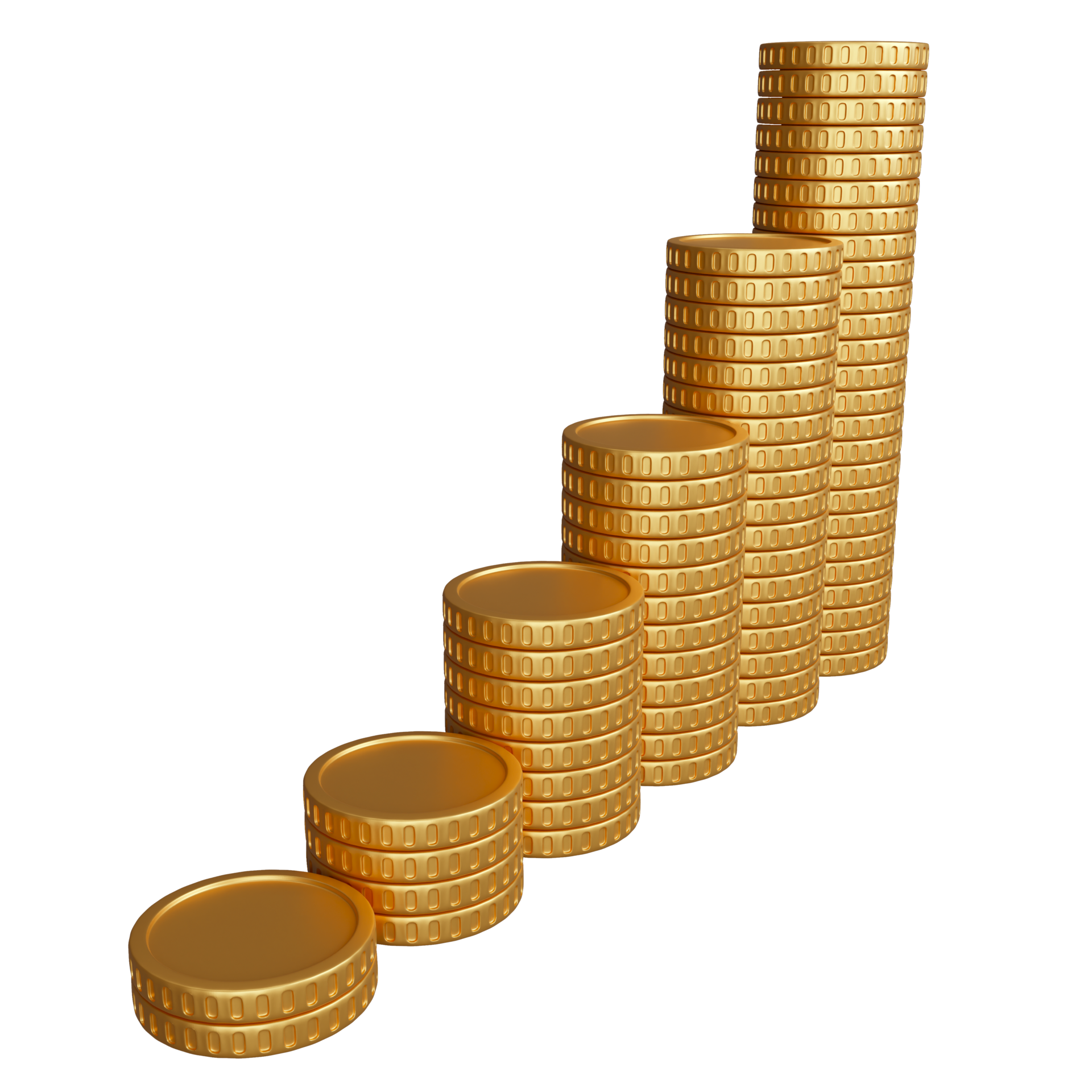 3D rendering coin stack side view , 3D financial concept 9357889 PNG
