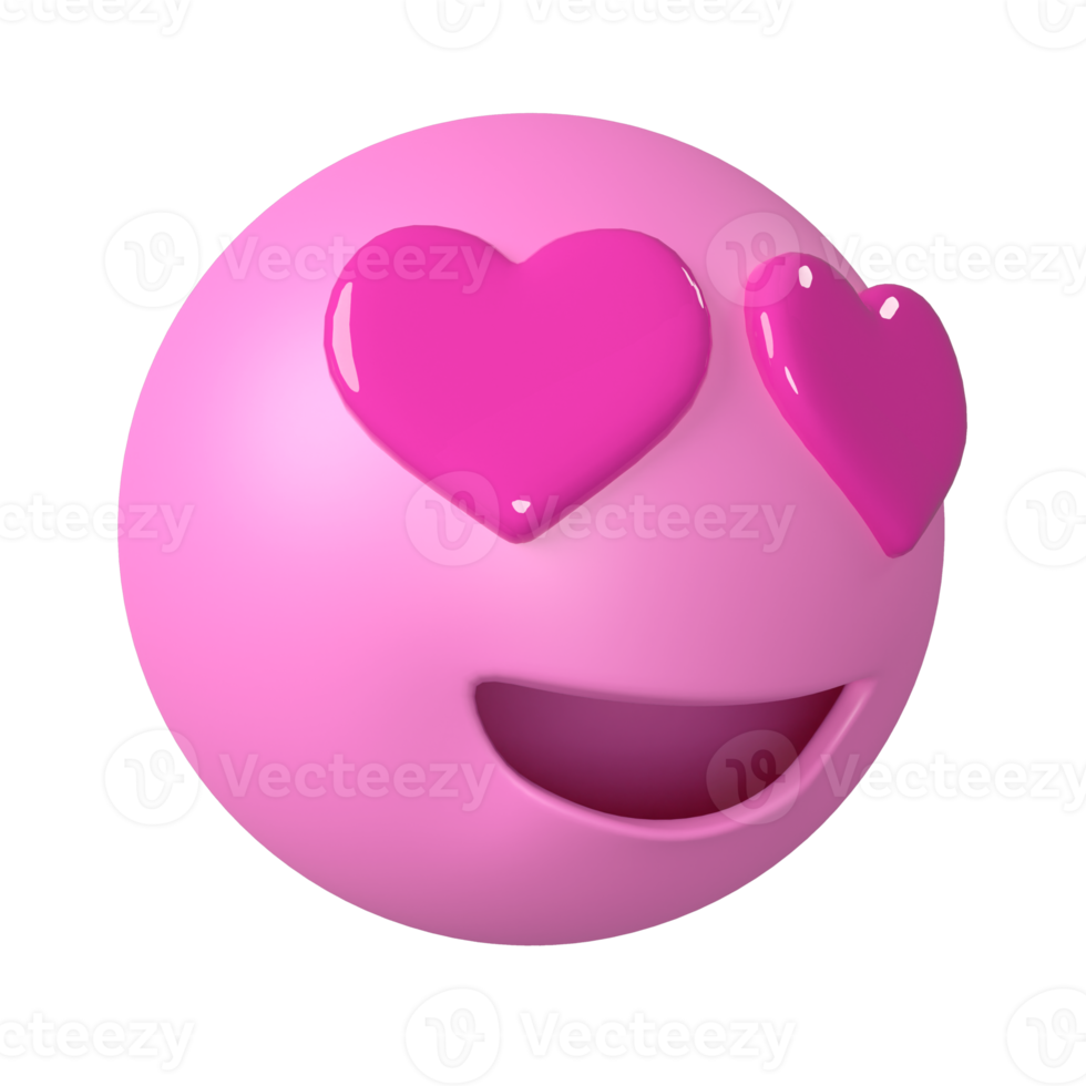 3D-rendering verliefd emoji zijaanzicht, 3d emoji-pictogram png