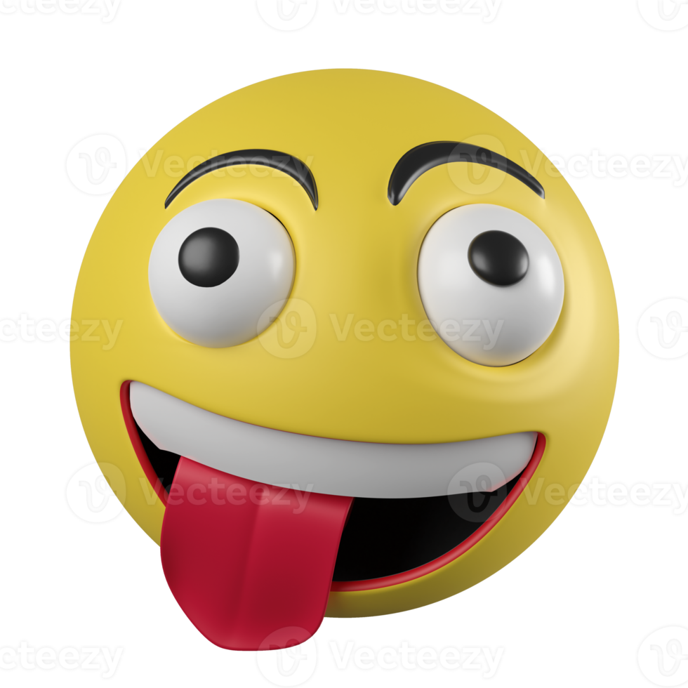 3D rendering cheeky feeling emoji front view , 3D emoji icon png