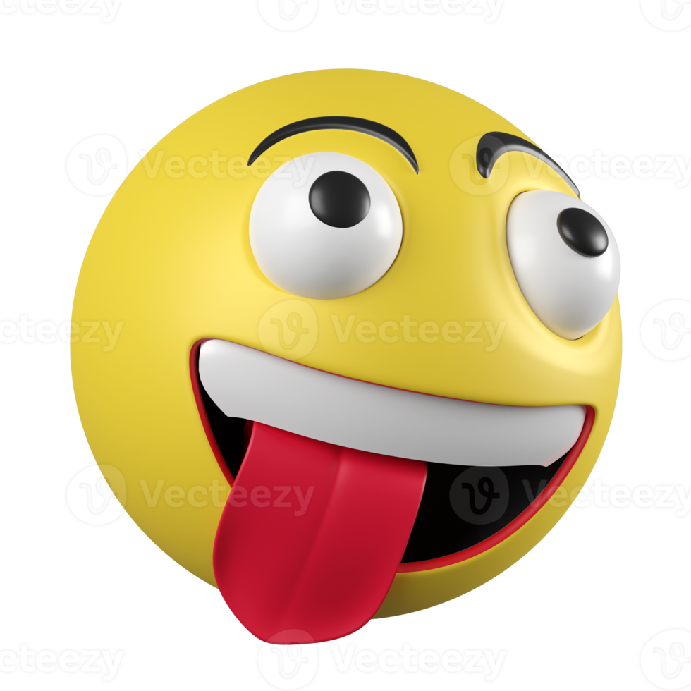 3D rendering cheeky feeling emoji side view , 3D emoji icon png