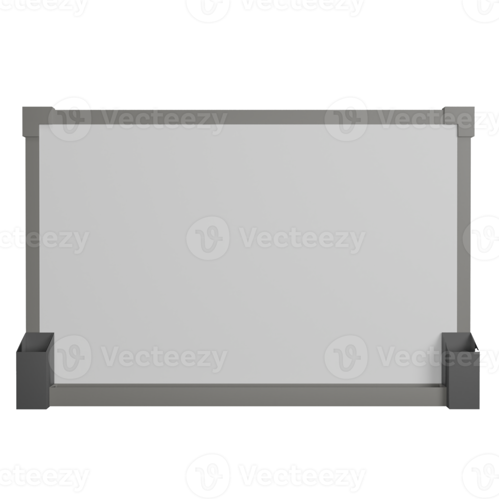 3D-Rendering-Modell leeres Whiteboard, 3D-Kopienraumkonzept png