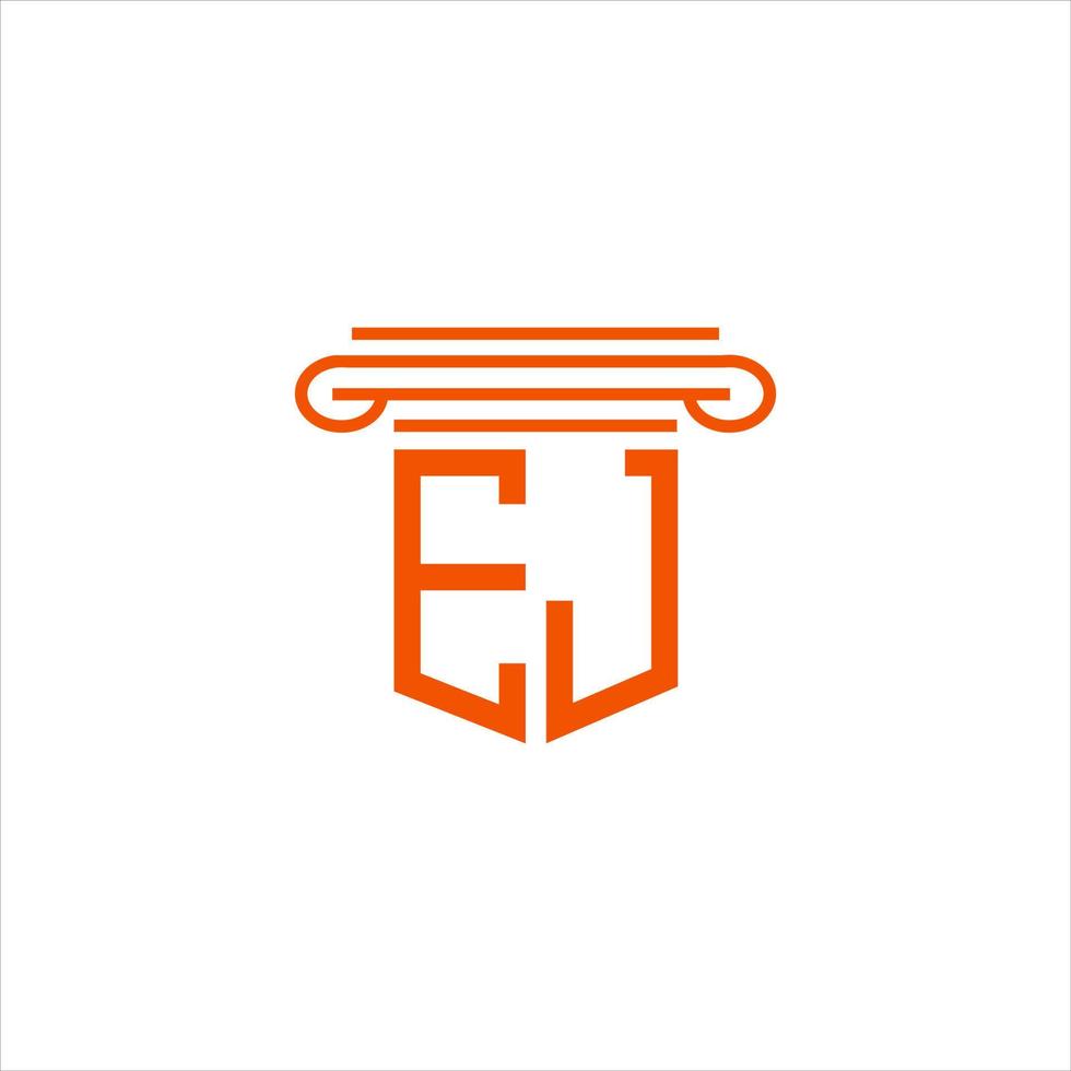 diseño creativo del logotipo de la letra ej con gráfico vectorial vector