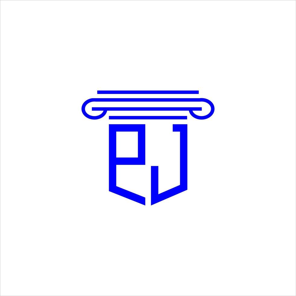 diseño creativo del logotipo de la letra pj con gráfico vectorial vector