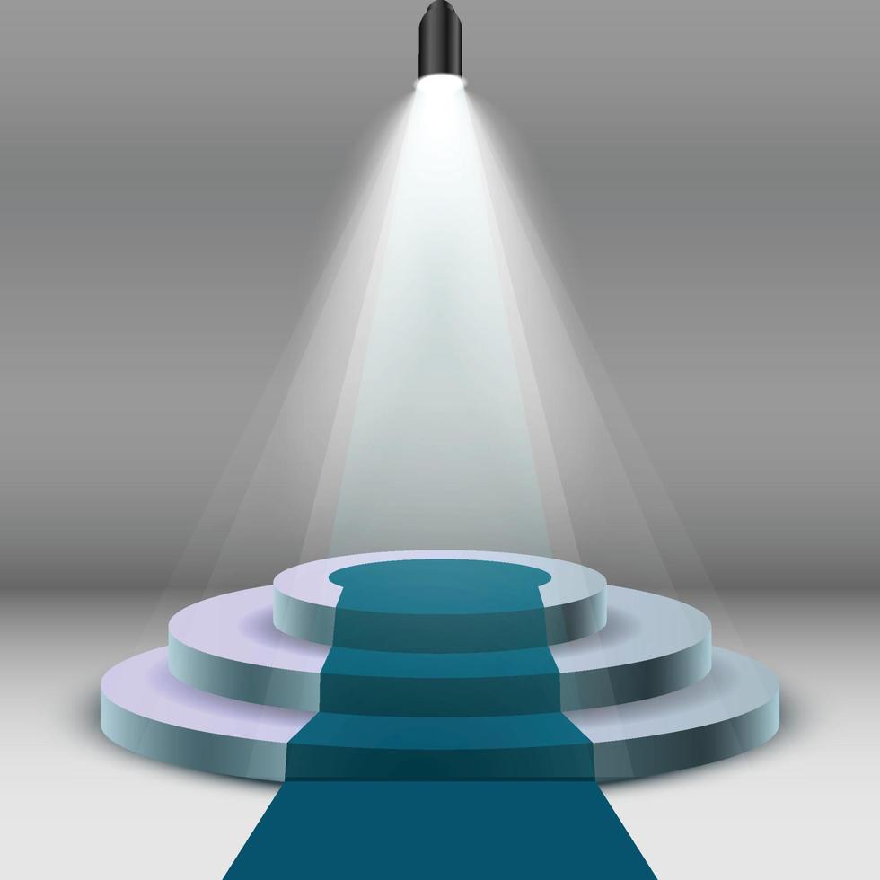 Podium Stage with Green Carpet and Beautiful Spotlight vector