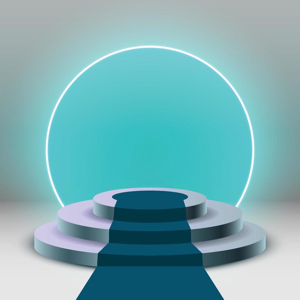 Podium Stage with Green Neon vector