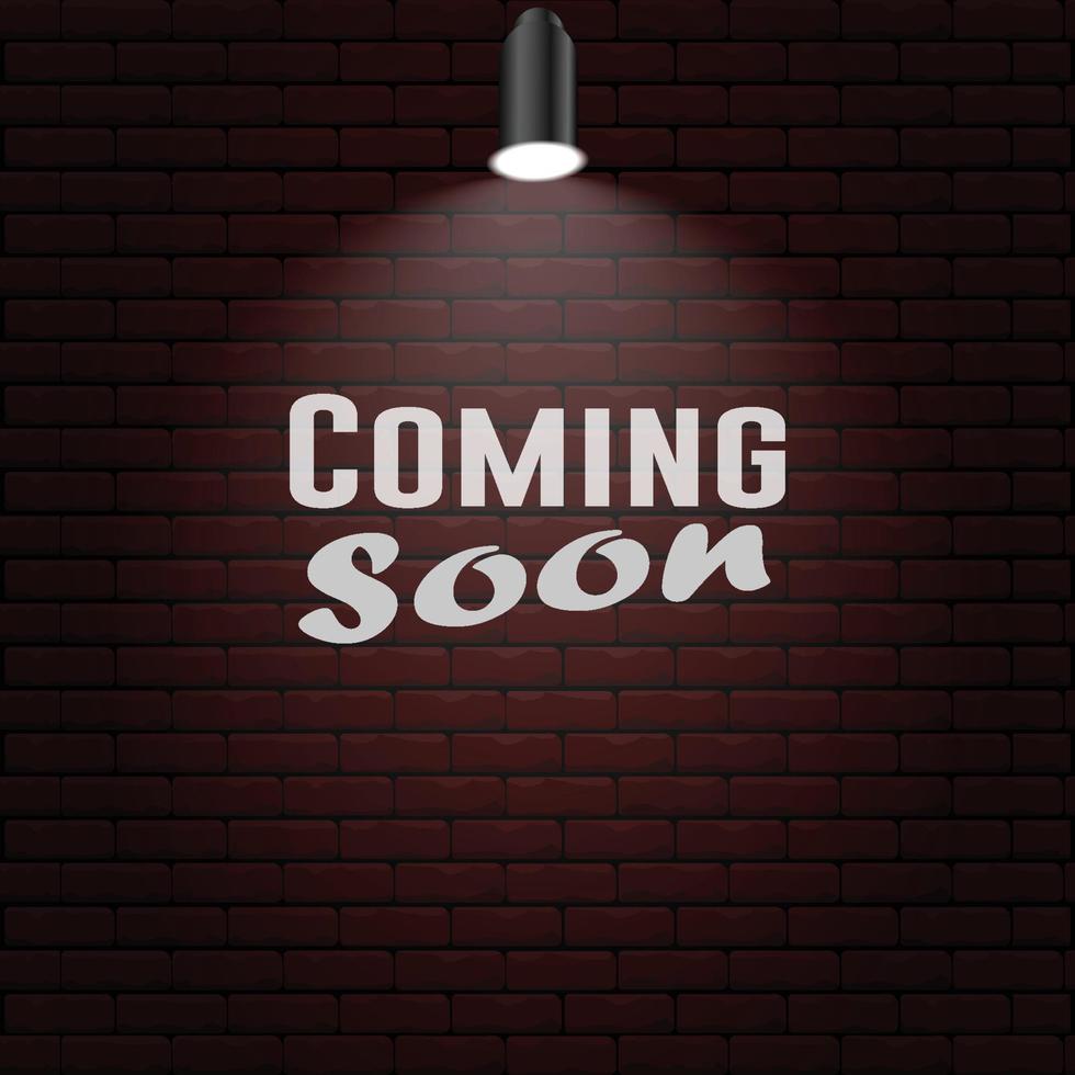 Coming Soon with Red Brick and Spotlight vector