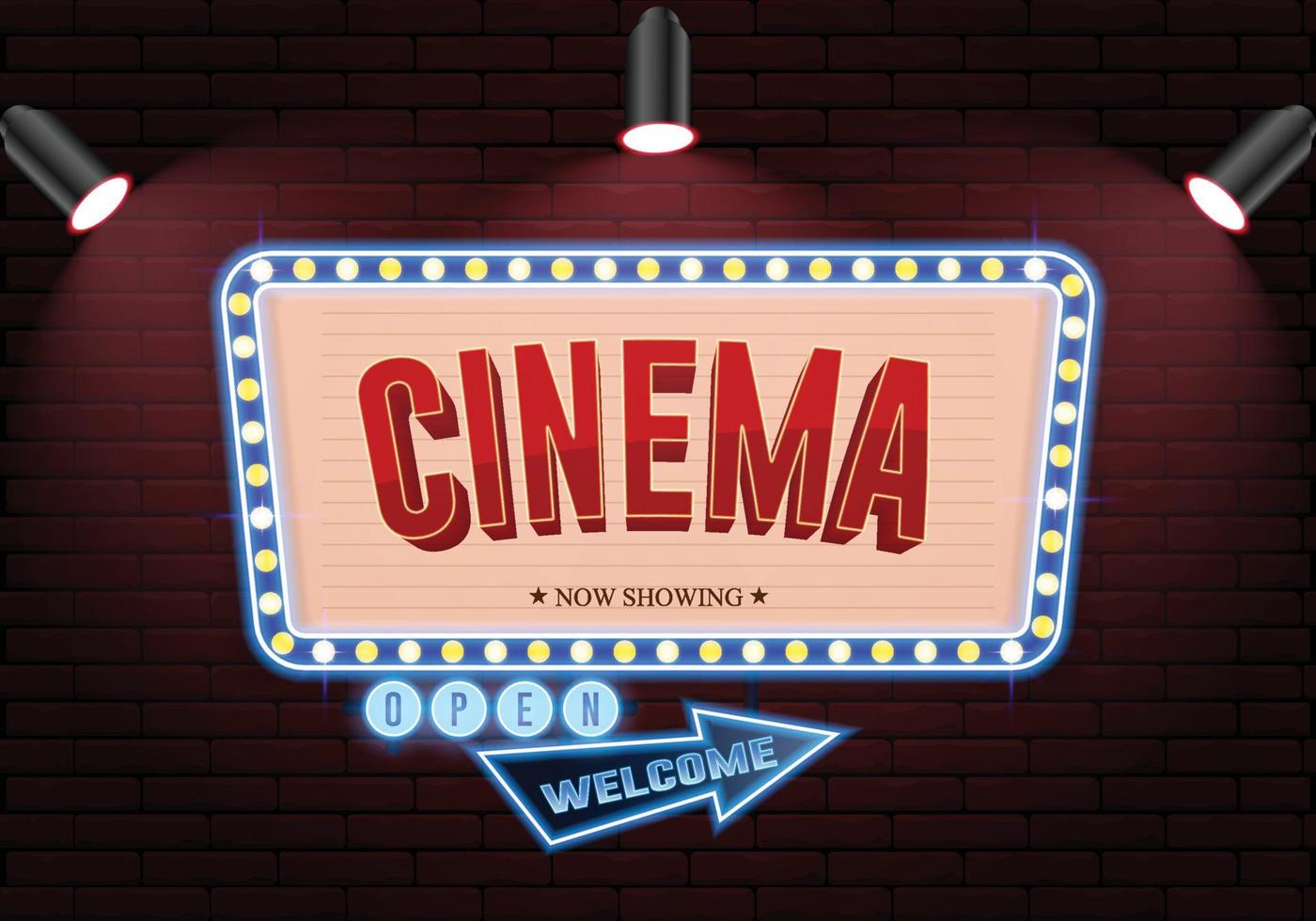 Cinema with Sparking Neon Color vector