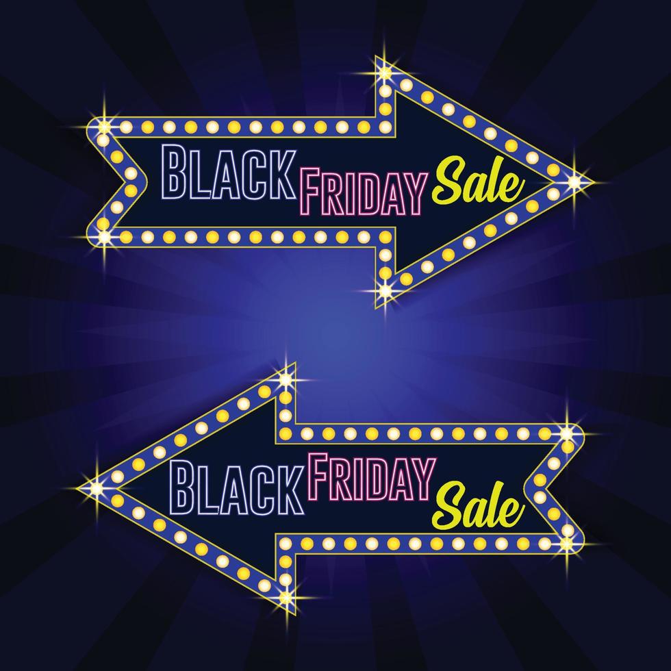 Black Friday Decorated with Vintage Design and Neon vector