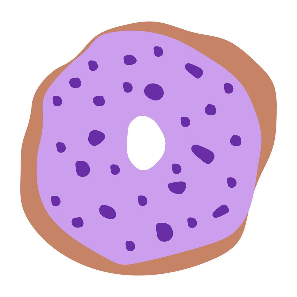 donut with purple icing donut icon, vector illustration.