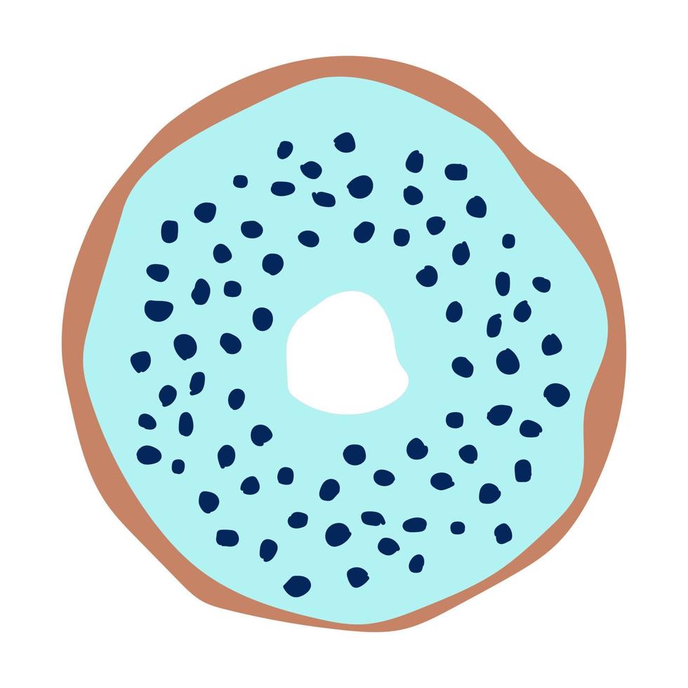 donut with blue icing donut icon, vector illustration.