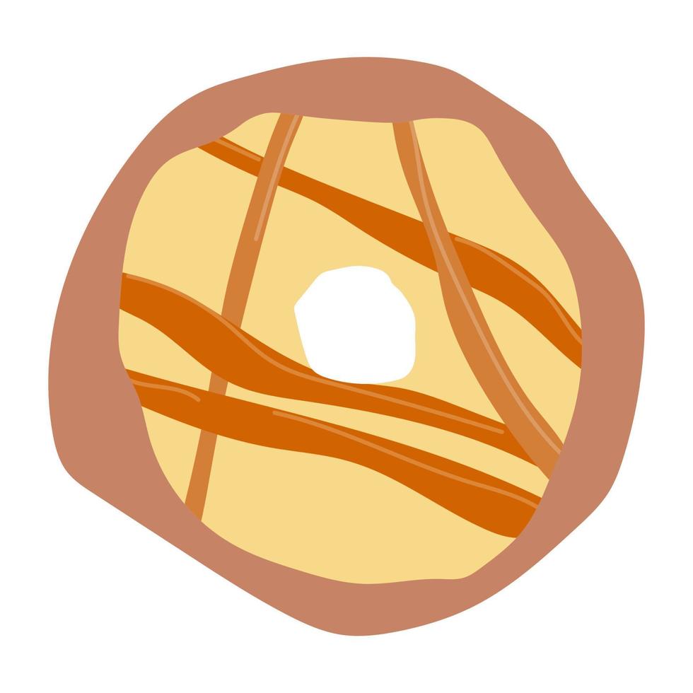 donut with yellow icing donut icon, vector illustration.