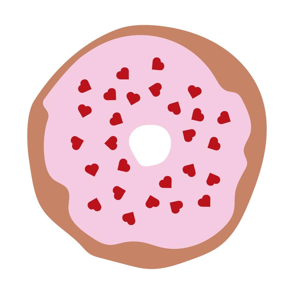 donut with pink icing donut icon, vector illustration.