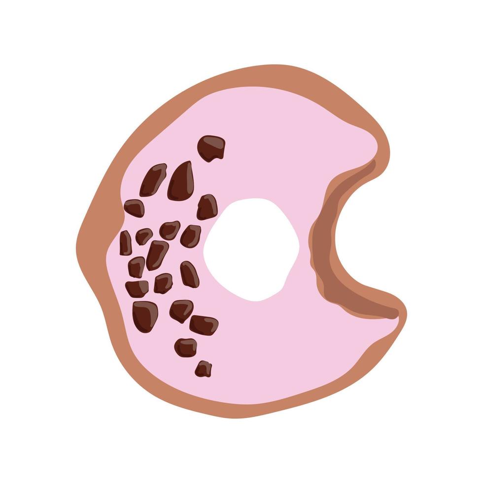 donut with pink icing donut icon, vector illustration