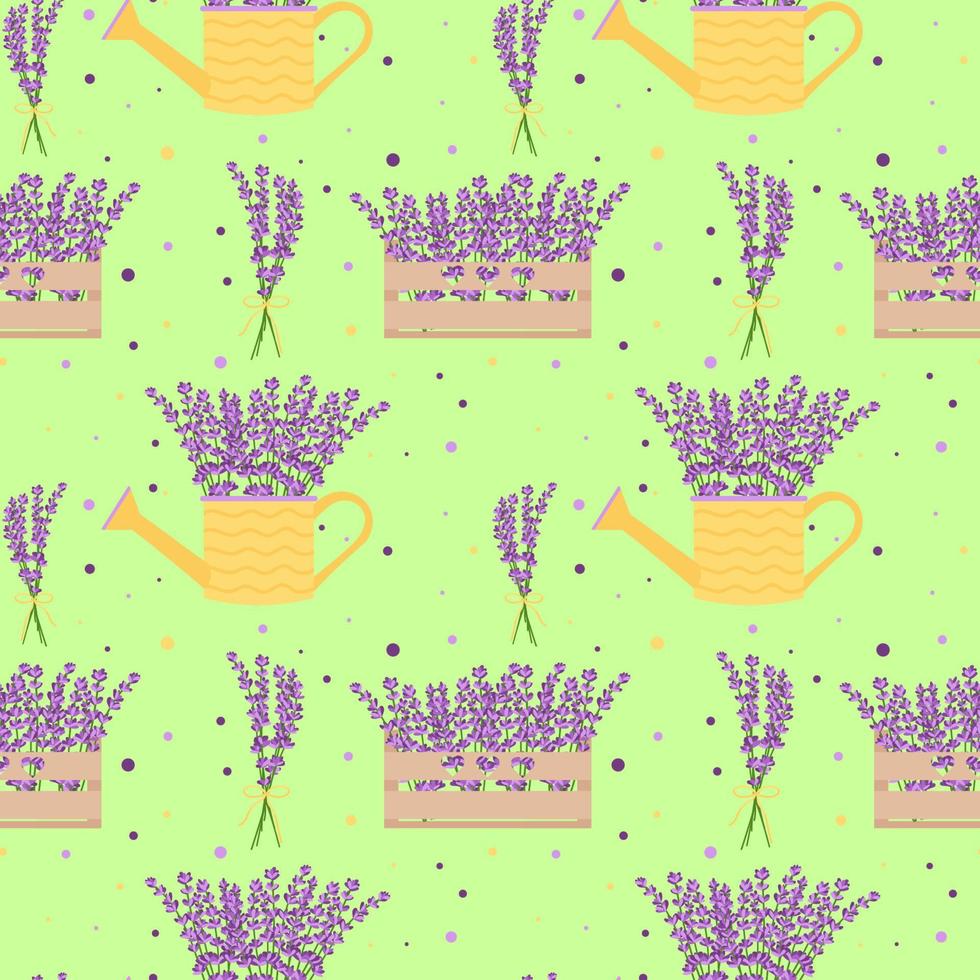 patrón impecable con flores de lavanda, cajas de flores, ramos de flores. patrones sin fisuras florales. vector