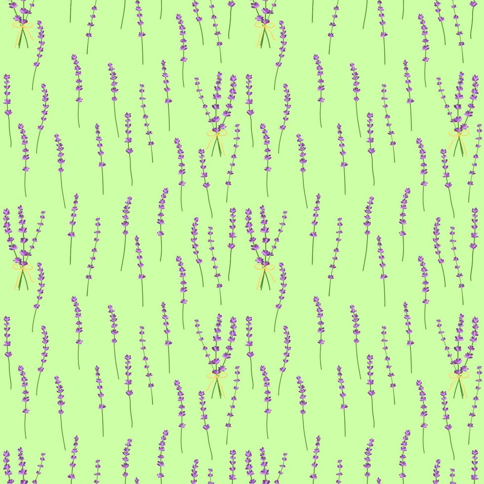 Seamless pattern lavender flowers pattern on green background.Floral vector pattern