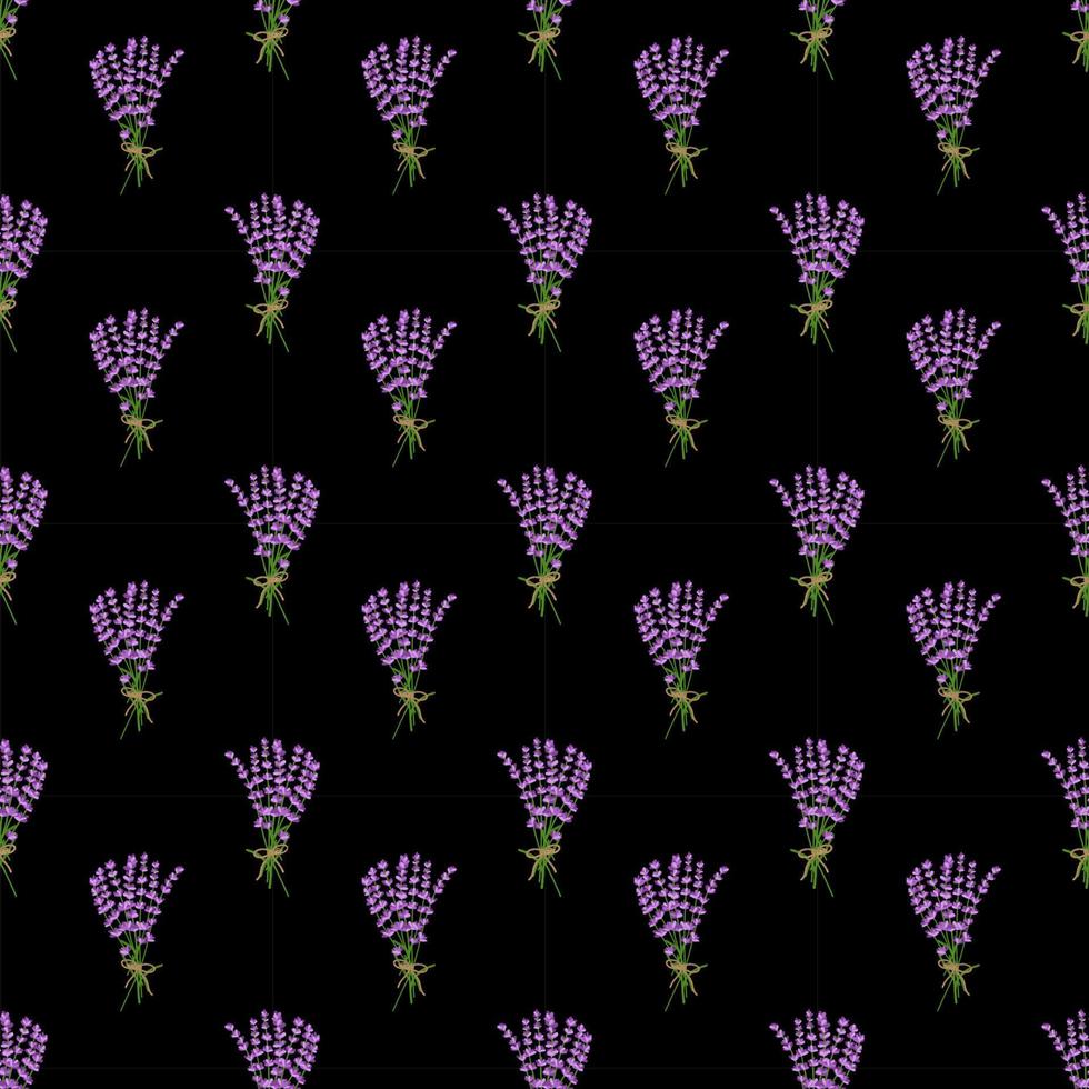 Seamless pattern lavender flowers pattern on black background.Floral vector pattern