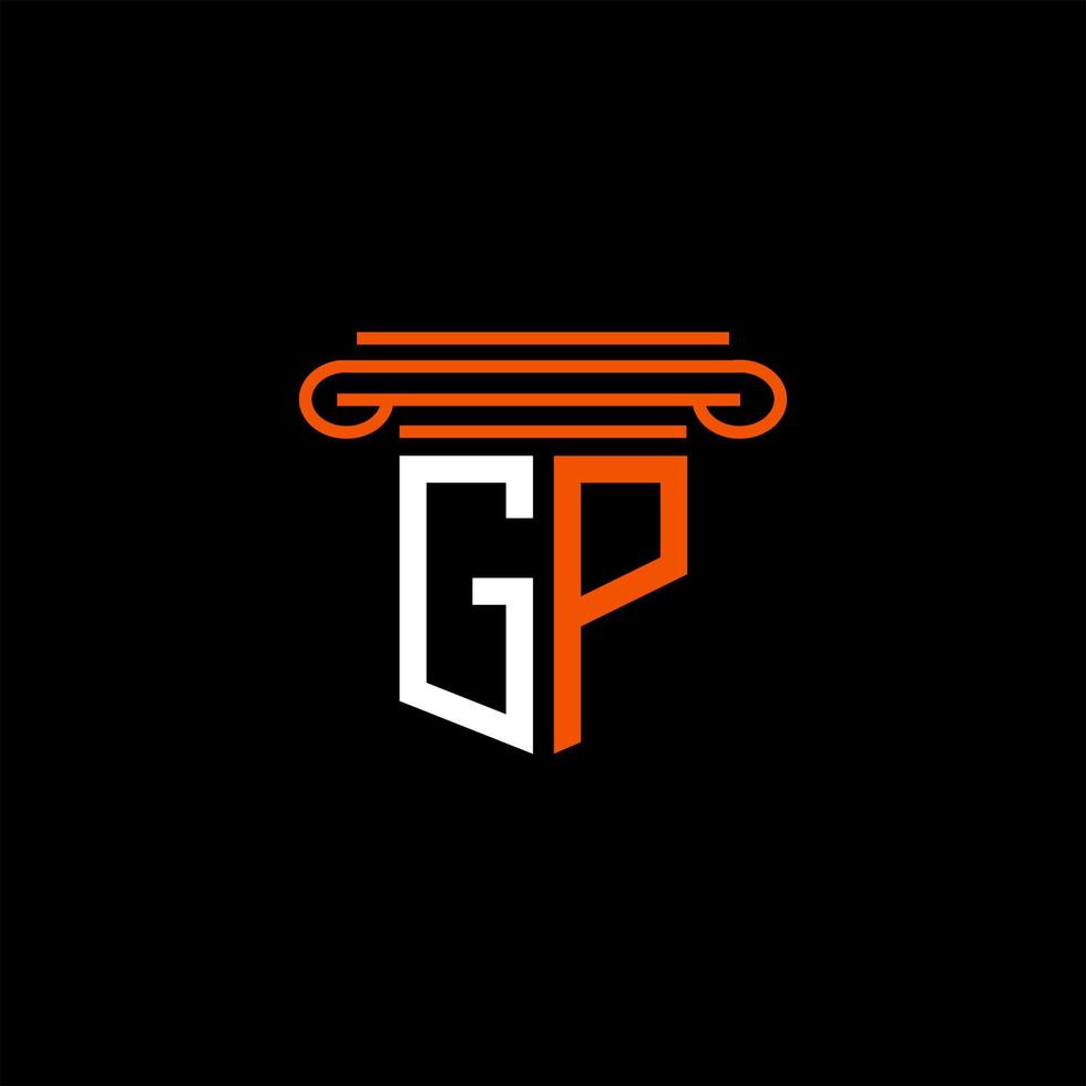 diseño creativo del logotipo de la letra gp con gráfico vectorial vector