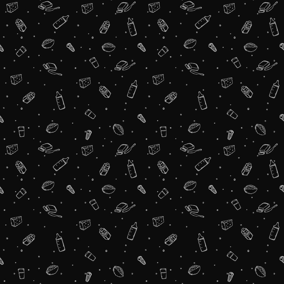 seamless milk production pattern. vector doodle illustration with milk products icon. pattern with milk food