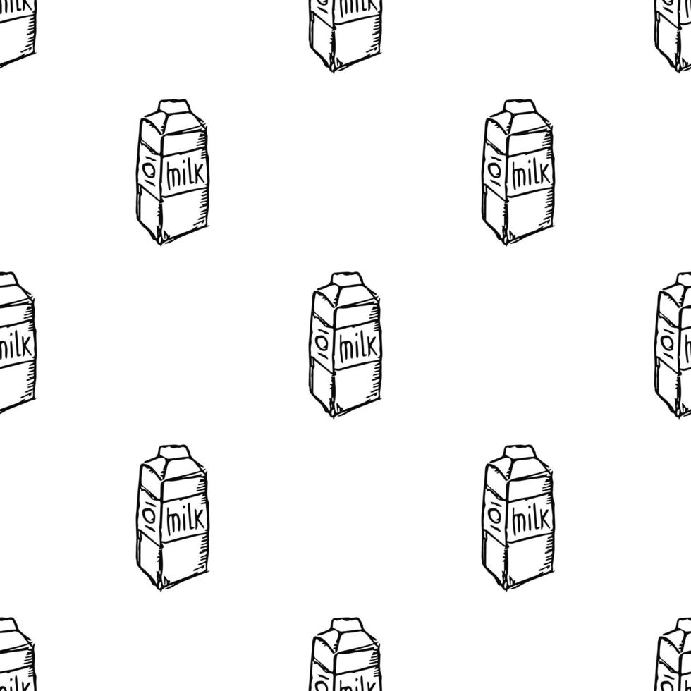 patrón con leche. ilustración de fideos vectoriales con icono de leche. patrón de leche sin costuras vector